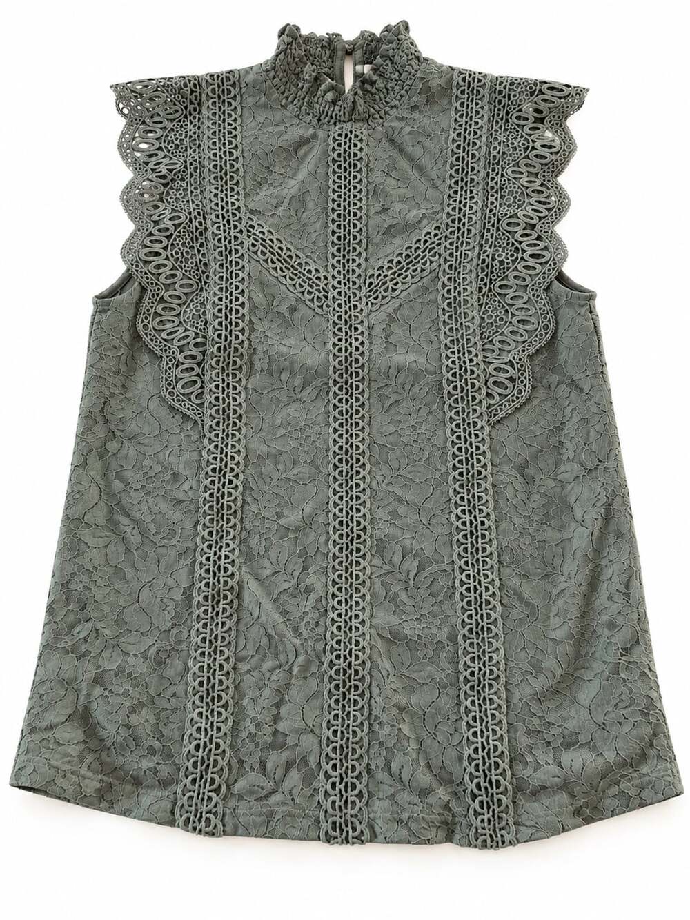 Cable & Gauge Lace Tank Top Size S Green (y)